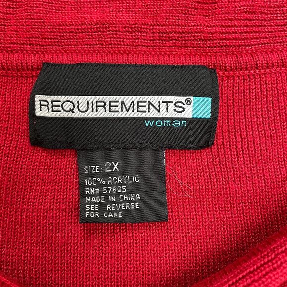 Requirements Acrylic Cowl Neck Pullover Sweater Womens Plus 2X Red Ribbed Knit - Picture 3 of 12